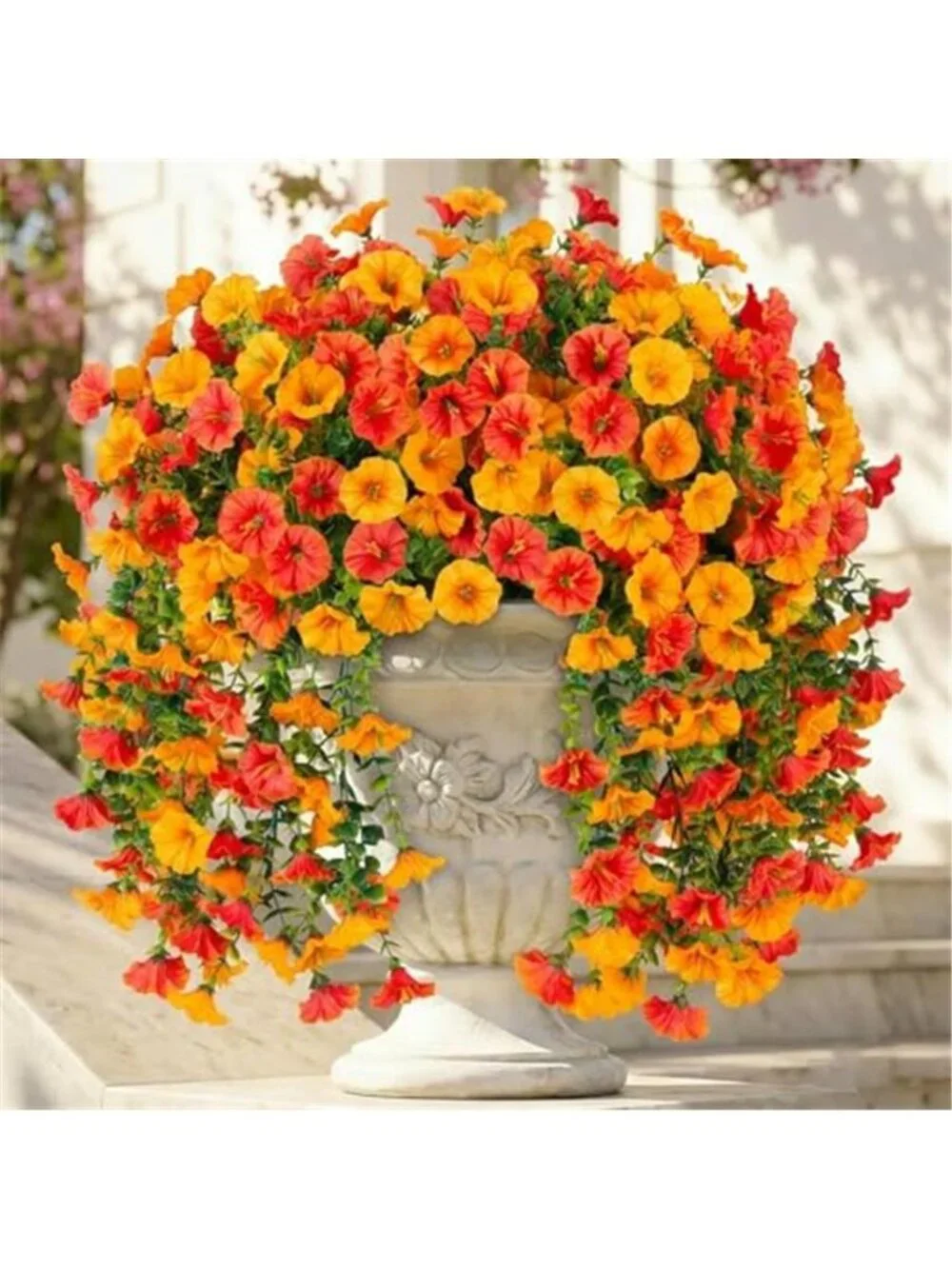 Artificial Hanging Silk Morning Glory Fake Flowers UV Resistant Outdoor Decor